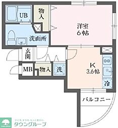 ウインベルデュエット恵比寿2 1DKの間取図画像