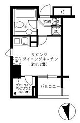 KDXレジデンス芝公園 ワンルームの間取図画像