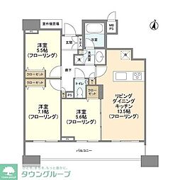 HF白金高輪レジデンス 3LDKの間取図画像