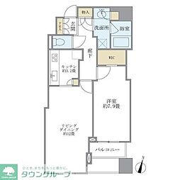 大崎ウエストシティタワーズE棟 1LDKの間取図画像