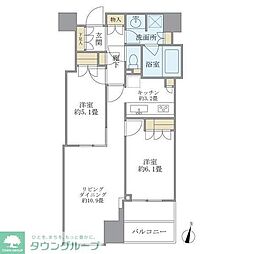 大崎ウエストシティタワーズE棟 2LDKの間取図画像