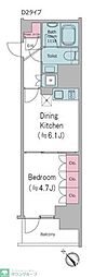 クロスレジデンス大崎 1DKの間取図画像