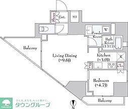 サンウッド広尾 1LDKの間取図画像