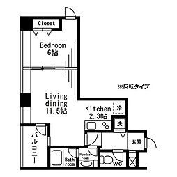 レジディアタワー麻布十番 1LDKの間取図画像