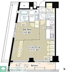 六本木エムケイアートレジデンス 1LDKの間取図画像