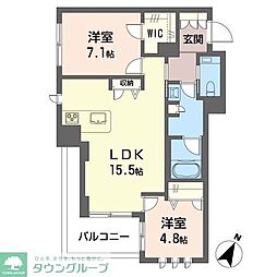 ケーズコート下目黒 2LDKの間取図画像