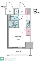 レジディア東品川 1Kの間取図画像