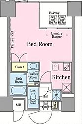 東神田テラスレジデンス ワンルームの間取図画像
