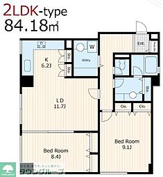 グレースコート曙 2LDKの間取図画像