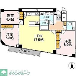 六本木コート 3LDKの間取図画像