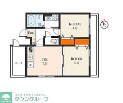 aLATO HATANODAI 2DKの間取図画像