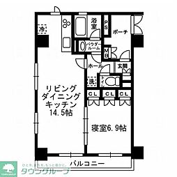 レジディア月島3 1LDKの間取図画像