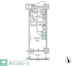 パークアクシス芝浦 1Kの間取図画像