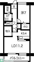 アクティ目黒駅前1号棟 2LDKの間取図画像