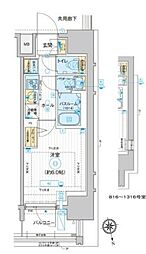 ディームス品川南大井 1Kの間取図画像