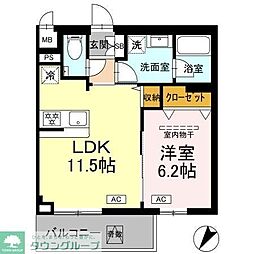 ロイジェント中目黒 1LDKの間取図画像