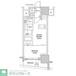 ザ・パークハビオ大森町 1DKの間取図画像