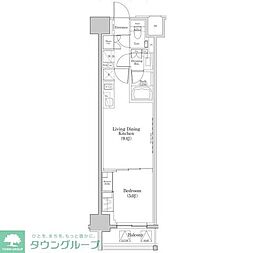 ザ・パークハビオ日本橋三越前 1LDKの間取図画像