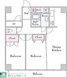CRESCENTCOURT大森 2DKの間取図画像