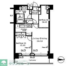 ParkAxis辰巳STAGE 2LDKの間取図画像
