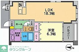 ルヴェール多摩川 1LDKの間取図画像