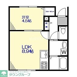 Le Coeur都立大学B棟 1DKの間取図画像