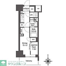コンフォリア東新宿 1Kの間取図画像