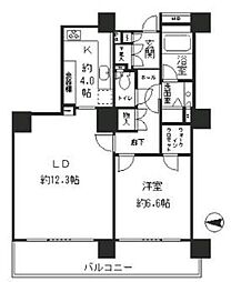 リバーポイントタワー 1LDKの間取図画像