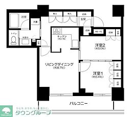 ライオンズ四谷タワーゲート 2LDKの間取図画像
