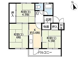 UR常盤平  ｜ 千葉県松戸市常盤平4丁目（賃貸マンション3K・1階・45.02㎡） その2