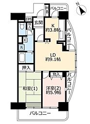 UR都市機構プロムナード北松戸3号棟 2LDKの間取図画像