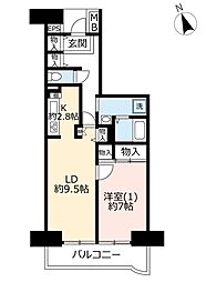UR都市機構プロムナード北松戸5号棟 1LDKの間取図画像