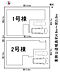 間取り：区割図　並列駐車2台可能です（車種による）