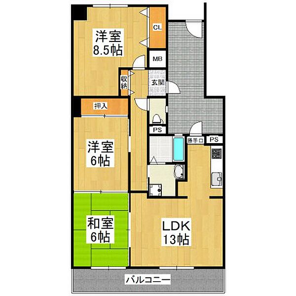 リベラス21金剛東　12棟 ｜大阪府富田林市向陽台3丁目(賃貸マンション3LDK・3階・75.54㎡)の写真 その6