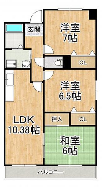 ウエストインヒルズ ｜大阪府富田林市大字新堂(賃貸マンション3LDK・4階・65.34㎡)の写真 その7