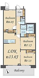 アンビシャス南柏 3LDKの間取図画像