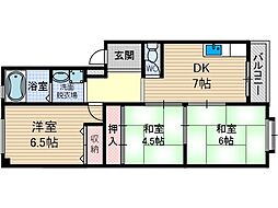 コーポスカイラーク 3DKの間取図画像
