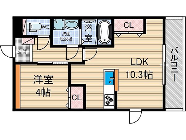 IDEAL ｜大阪府箕面市彩都粟生南２丁目(賃貸マンション1LDK・2階・36.00㎡)の写真 その2