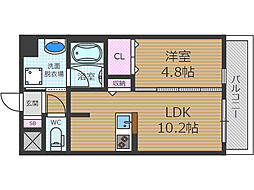 スプランティッド茨木天王 1階1LDKの間取り