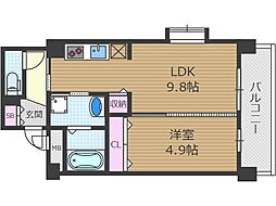 スプランティッド茨木天王 3階1LDKの間取り