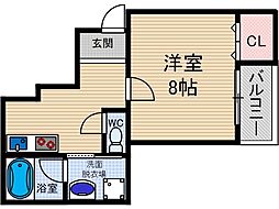 OaK中穂積 2階1Kの間取り