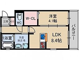 アヴェニール千里丘東 1階1LDKの間取り