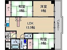 ヌーヴェレール南茨木2 3LDKの間取図画像