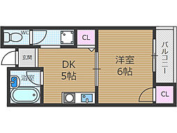 エル・ドラド箕面2 1DKの間取図画像