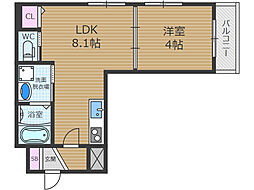 アーバンヴィラ摂津 1LDKの間取図画像