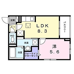 アンジュ茨木 1LDKの間取図画像
