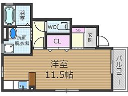 アジャート清流C ワンルームの間取図画像