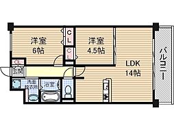 ソシア千里丘 2LDKの間取図画像