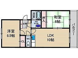 フロンティア高槻 2LDKの間取図画像