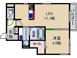 モンシェモワ 1LDKの間取図画像